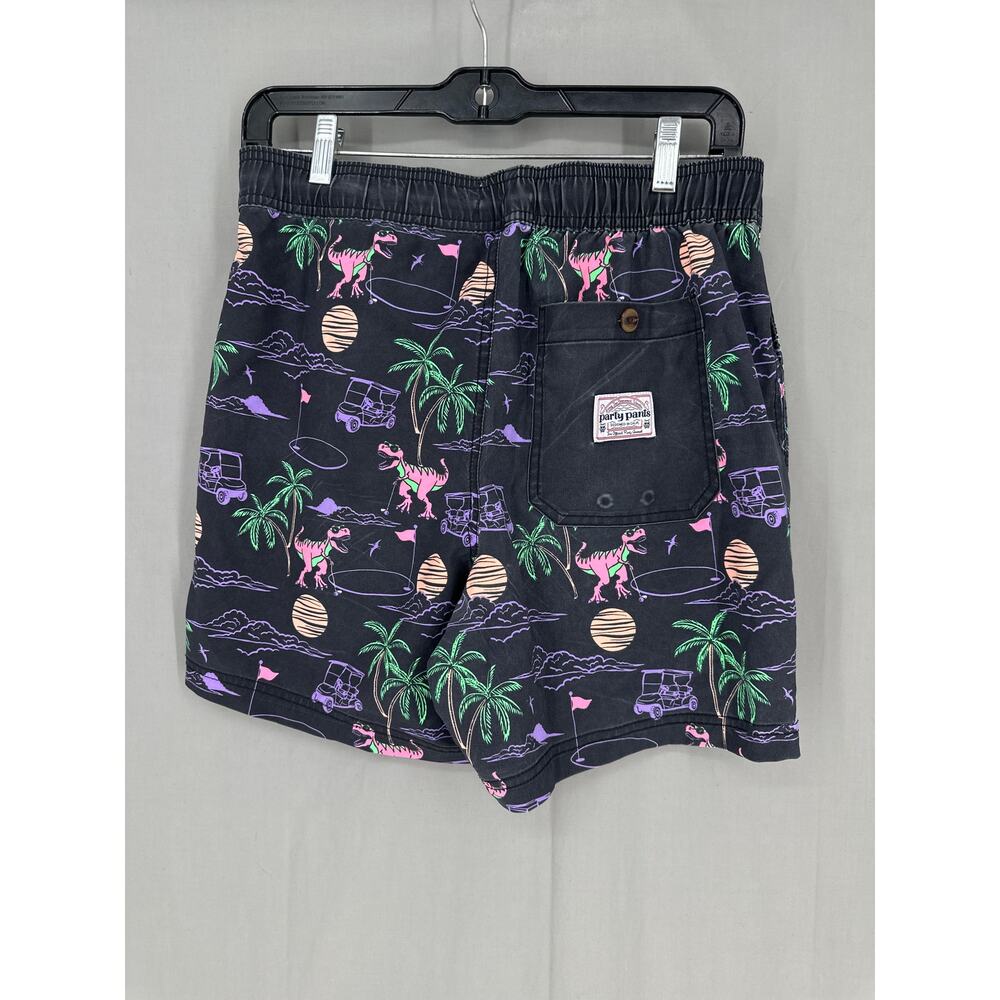 Party Pants Swim Shorts Mens Small Black Dinosaur Golf Animal Trunks Colorful - Picture 3 of 6